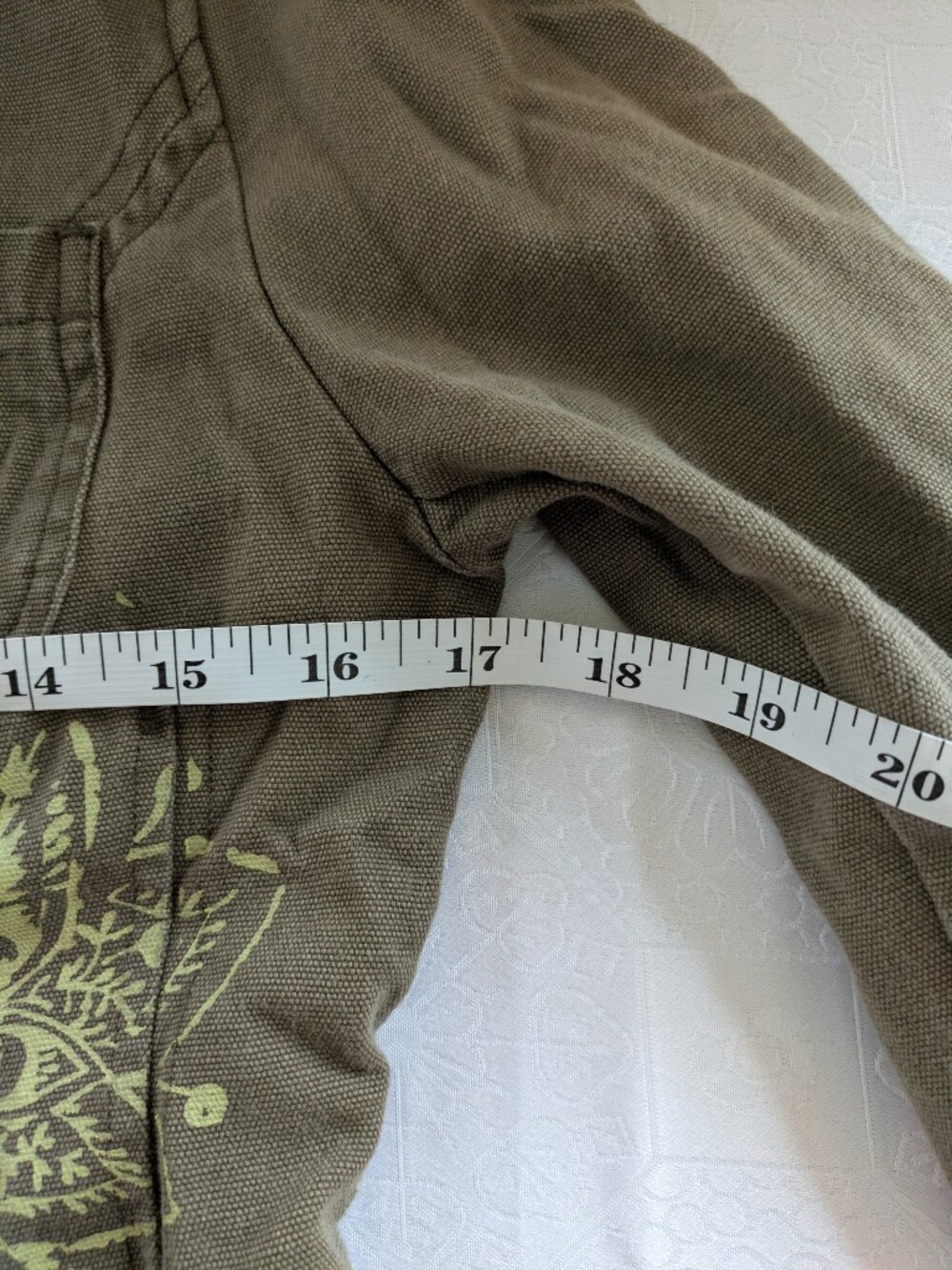 Vintage Khaki Jacket w/ Patches- 17" P2P - Picture 5 of 6